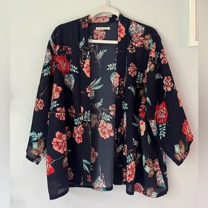 Floral Kimono with Pink and Blue flowers
